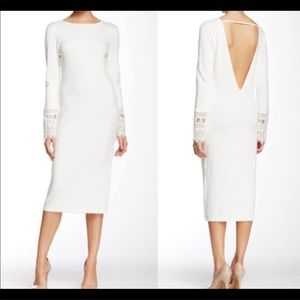 English Factory | Cream Sweater Dress Crochet Arms NWT